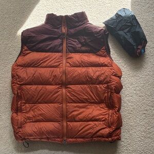 Columbia Orange and Plum Packable Down Vest size men’s large